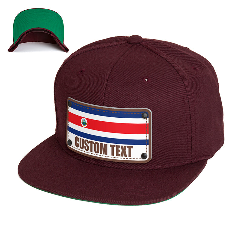 Custom Costa Rica Flag Hat - Citylocs, Snapback / One Size Fits All / Maroon