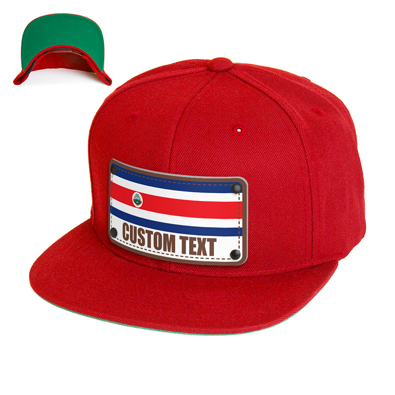 Custom Costa Rica Flag Hat - Citylocs, Snapback / One Size Fits All / Red