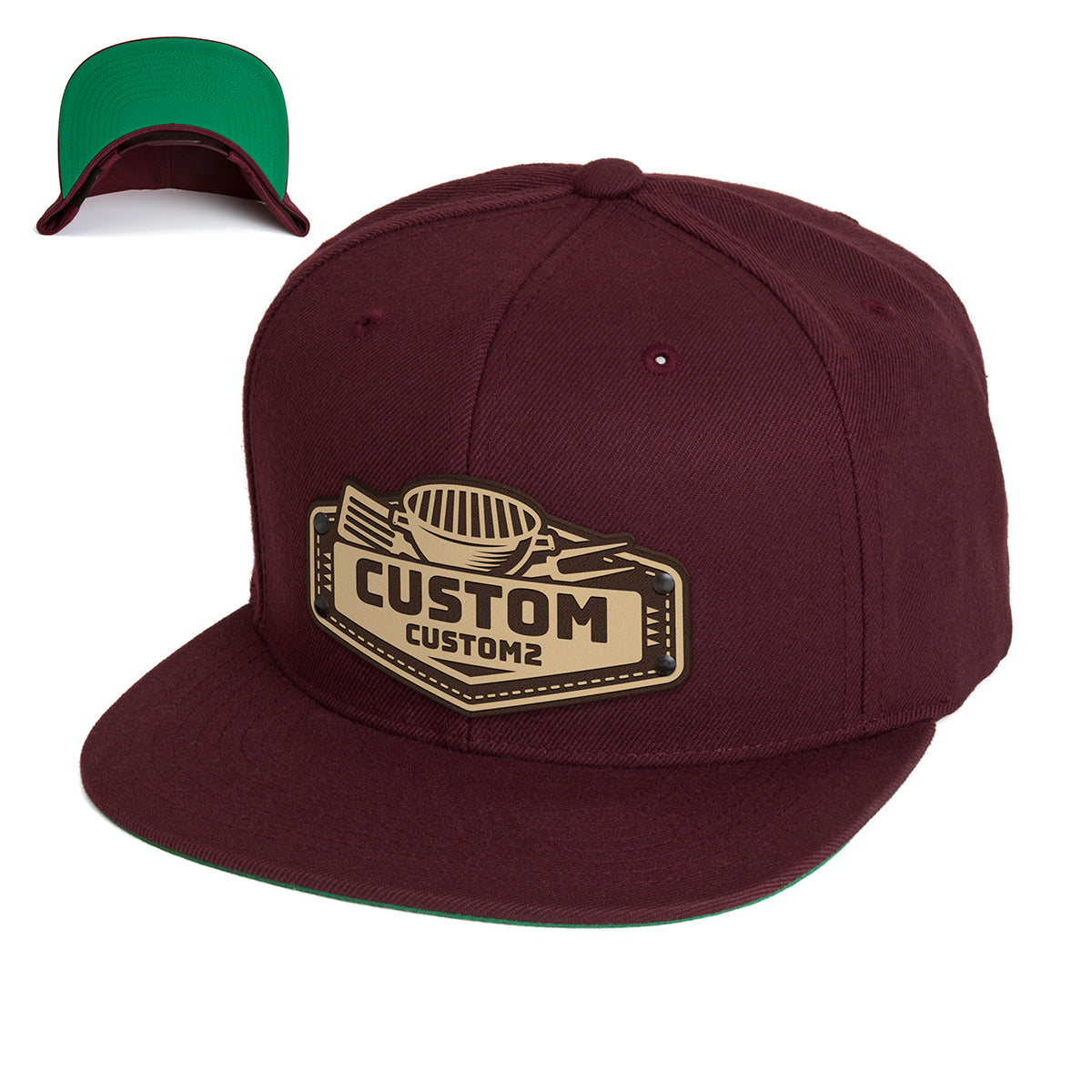 Grilling Custom Leather Patch Hat - Citylocs, Flex Fit / L/XL (7 1/4 - 7 5/8) / Heather Gray FF