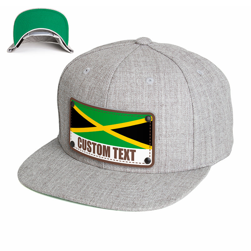 Custom Jamaica Country Flag Hat - Citylocs, Snapback / One Size Fits All / Heather Gray