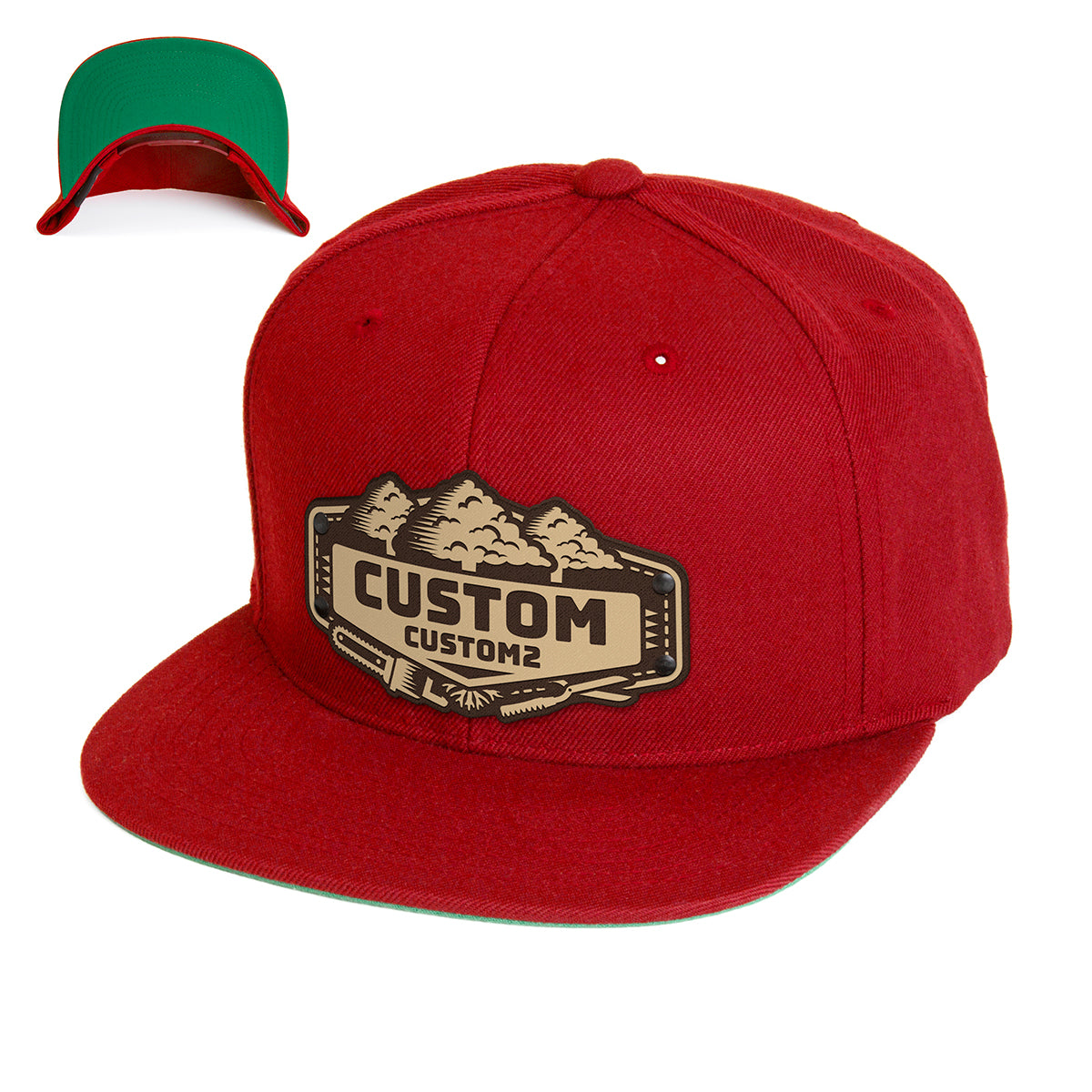 Custom Landscaping Leather Patch Hat - Citylocs, Heather Red & Blk Mesh TR