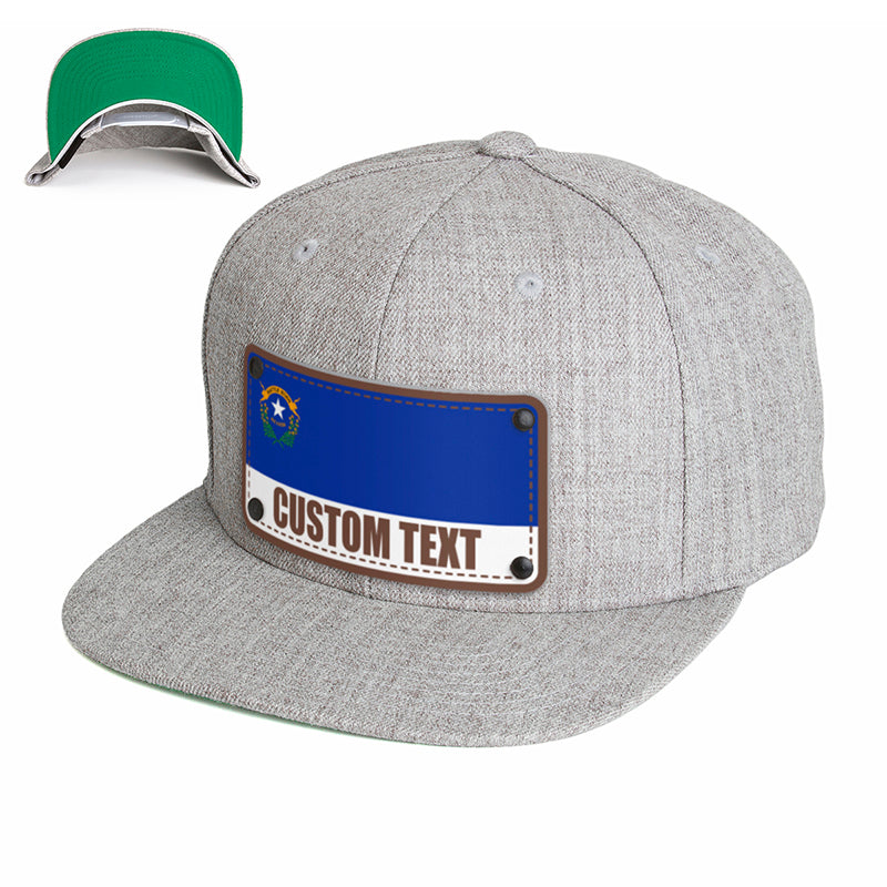 Custom Nevada Flag Hat - Citylocs, Snapback / One Size Fits All / Heather Gray