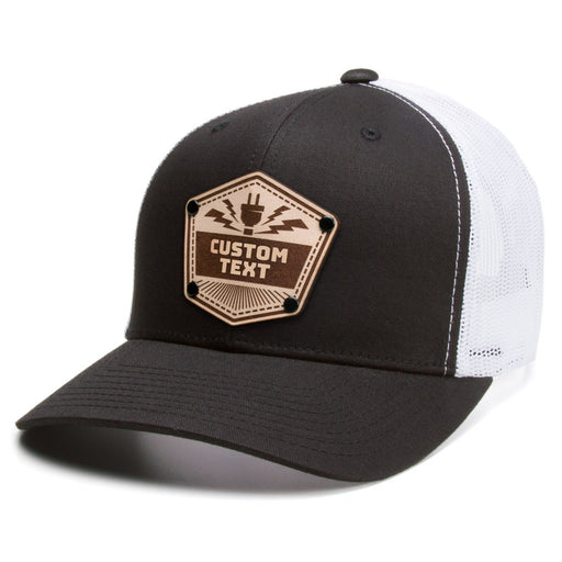 Electric Custom Leather Patch Hat - Citylocs, Snapback / One Size Fits All / Dark Gray/Black