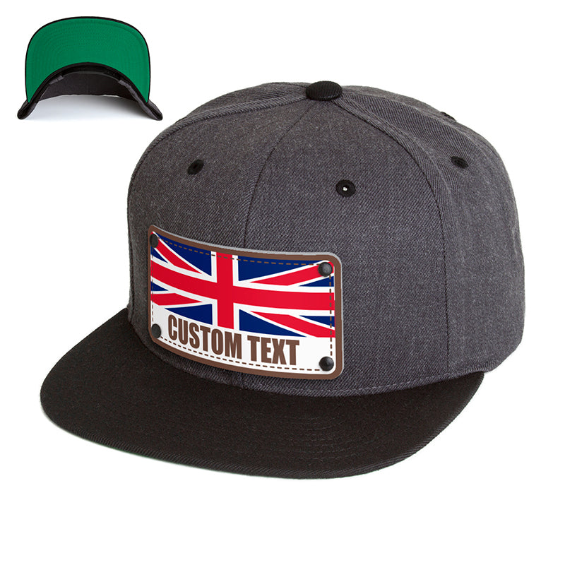 Custom United Kingdom Flag Hat - Citylocs, Snapback / One Size Fits All / Dark Gray/Black