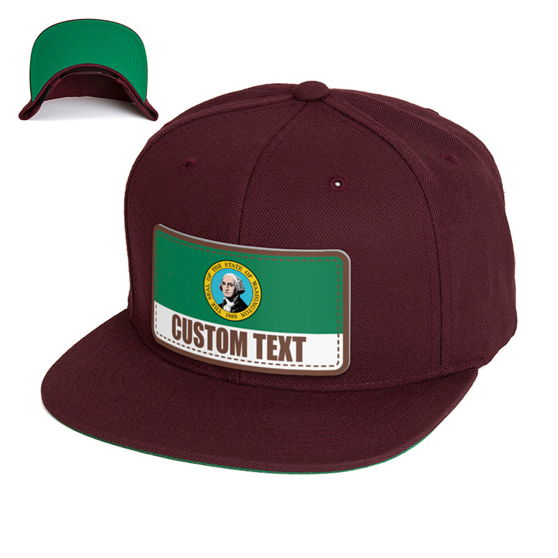 Washington Custom Flag Hat - Citylocs, Snapback / One Size Fits All / Maroon