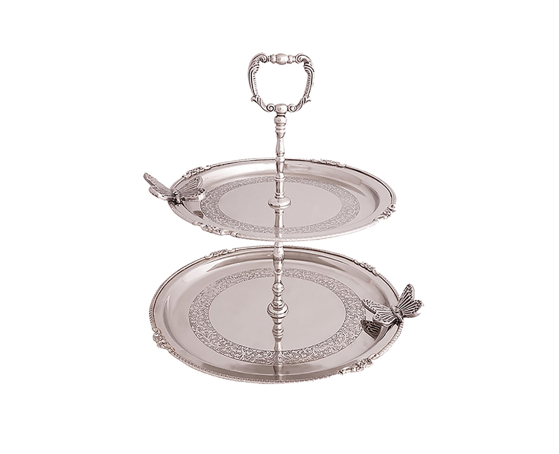 YORKSHIRE BUTTERFLY CAKE STAND - SILVER