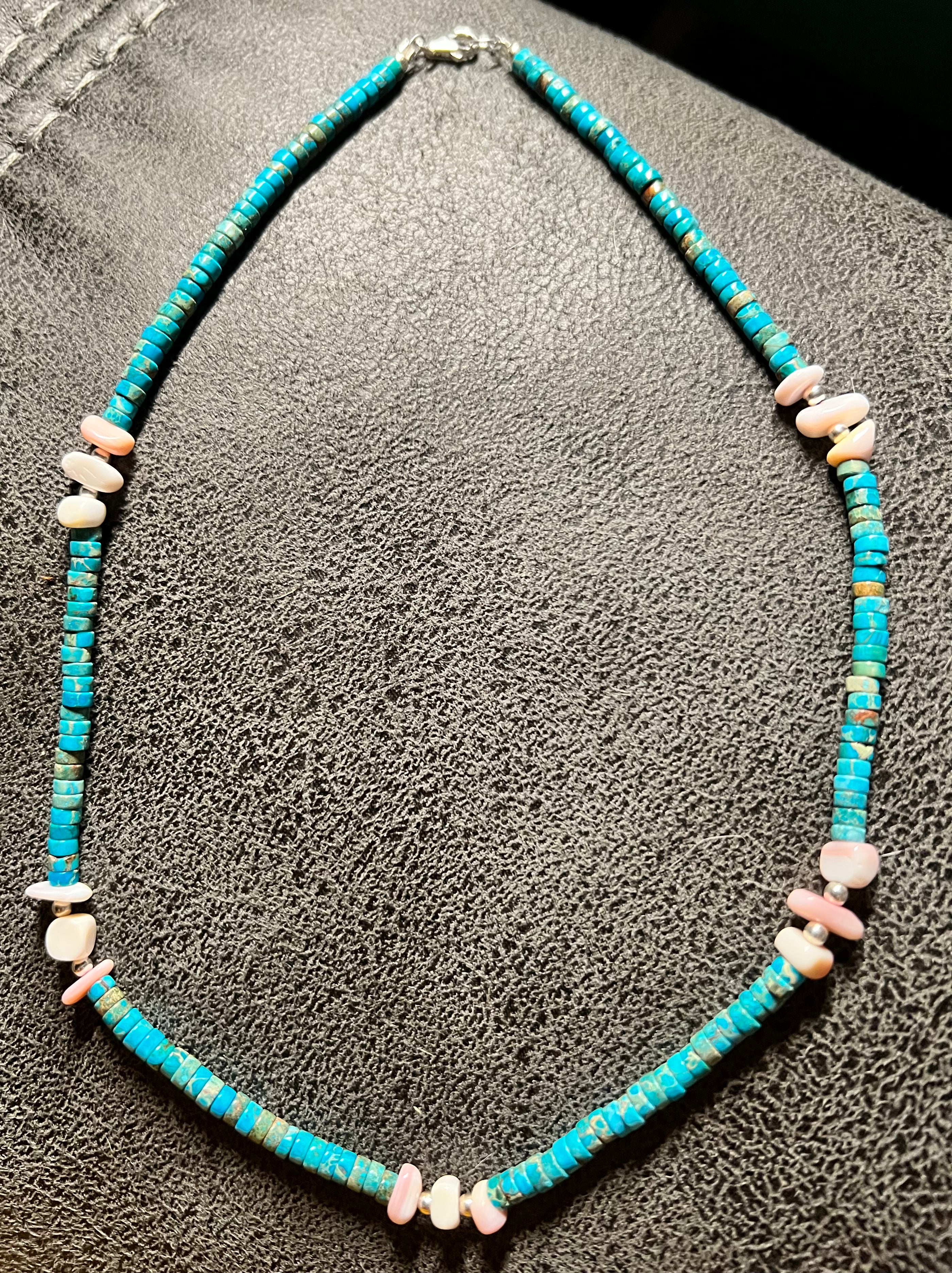 Turquoise/Conch Nugget/Beaded Necklace