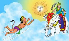 Young Hanuman Was Stopped by Indra while trying to eat the sun