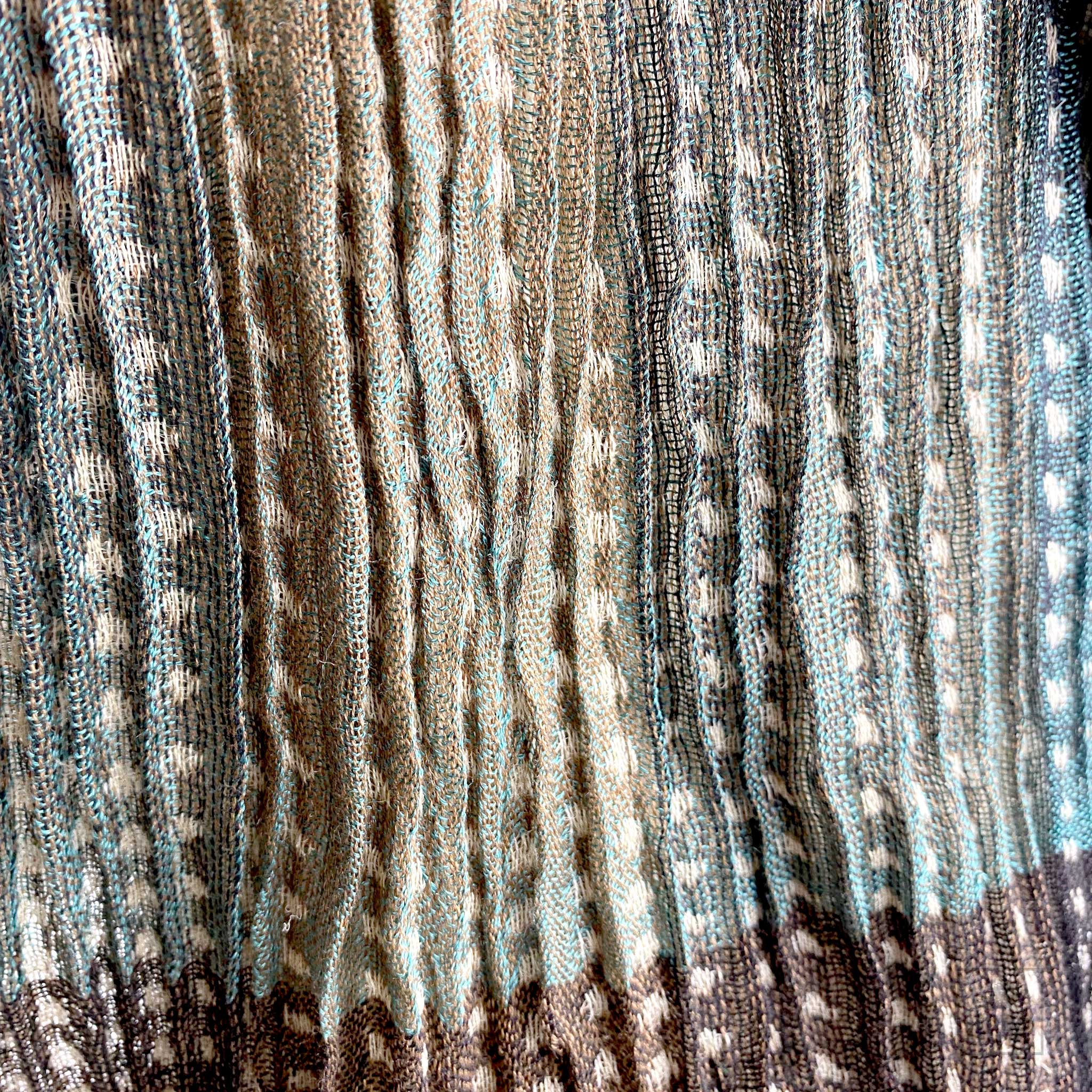 Handwoven Silk Crinkled Scarf - Jaguar - Dark Teal