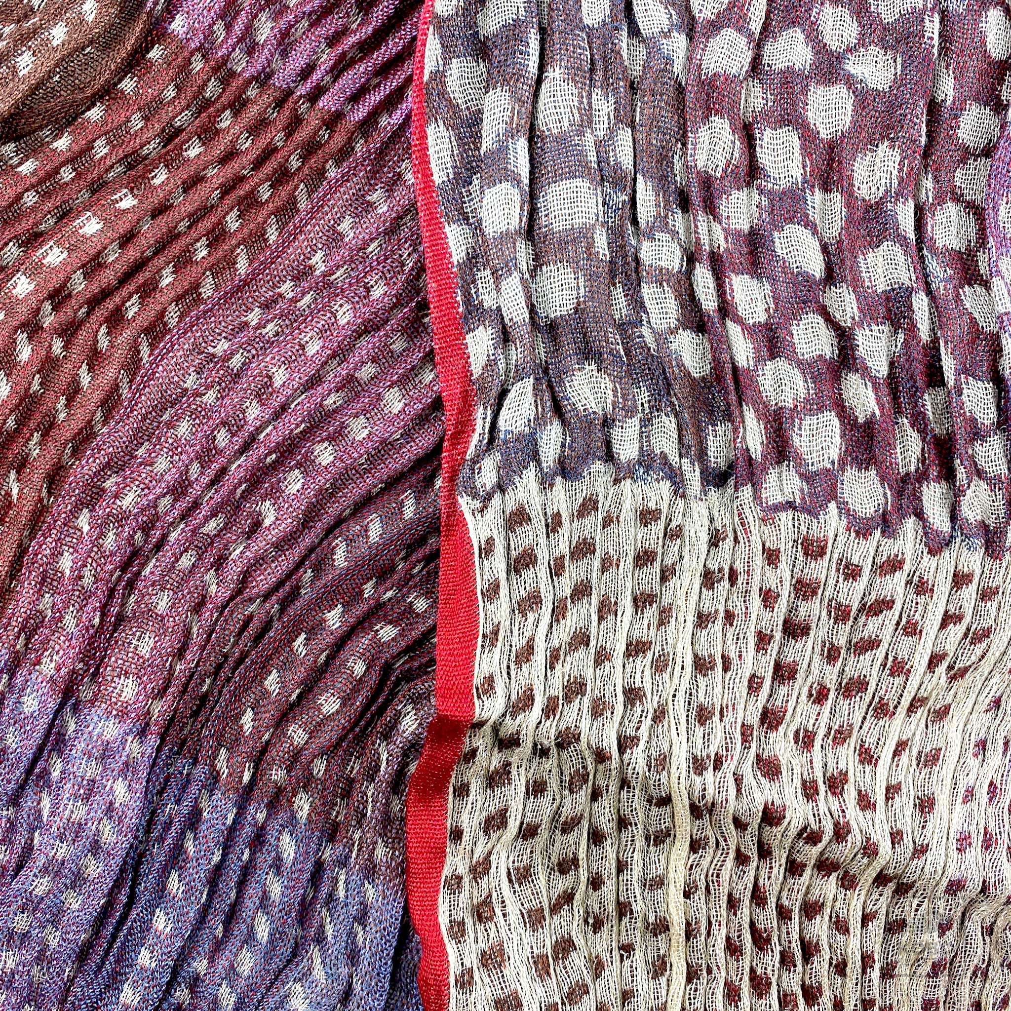 Handwoven Silk Crinkled Scarf - Jaguar Plum/Reds