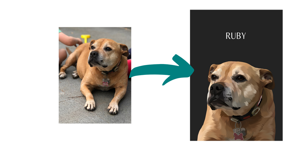 pet portrait before and after example