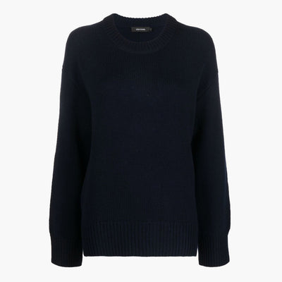The Noor Navy Cashmere Sweater from LISA YANG is an elevated take on the classic crew neck sweater with an oversized profile which provides a sophisticated yet comfortable feel to an everyday classic.