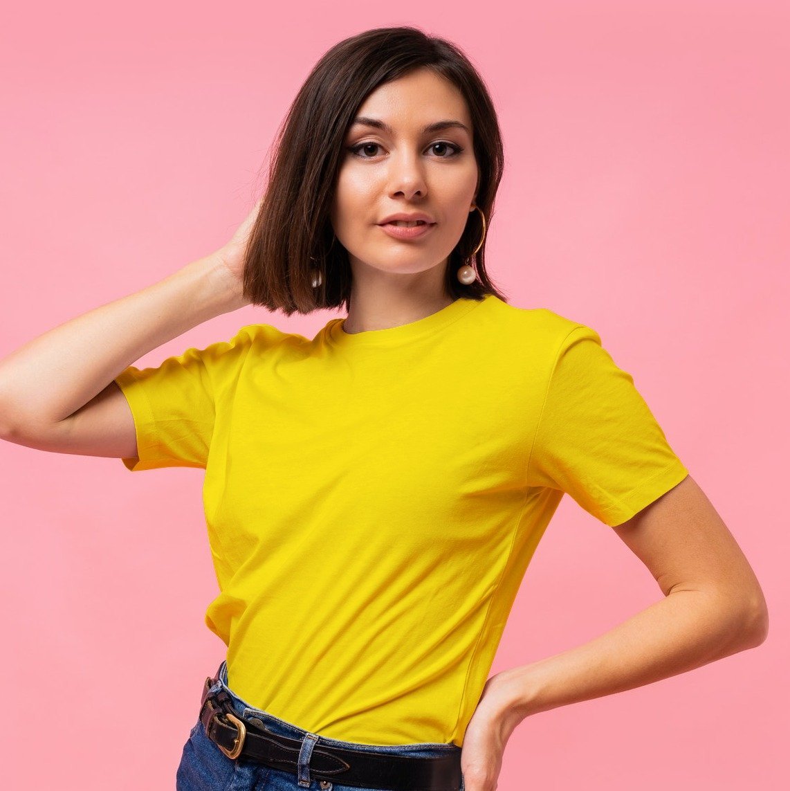 mustard yellow t shirt women's