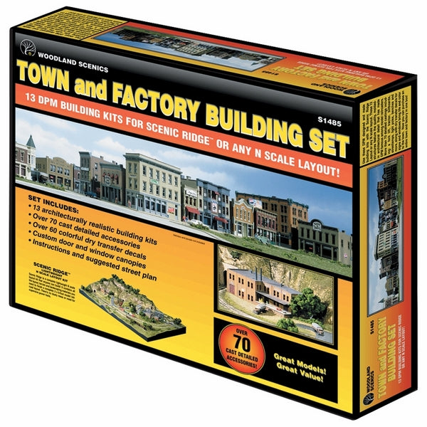 woodland scenics n scale town and factory building set