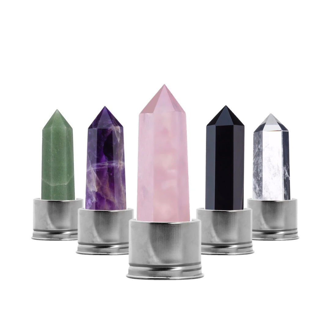 JOY Crystal Infused Borosilicate Glass Water Bottle Healing Rose Quartz And  Amethyst Wand Point Inserts with