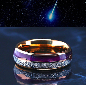 DarkStar - Meteorite Engagement Wedding Rings 3pc | Tungsten & Meteorite  His and Hers Wedding Rings Sets