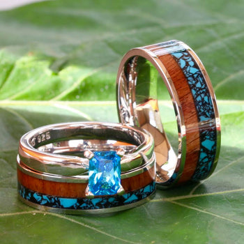 Unity - Titanium and Stone Inlay His & Hers Wedding Set – Richter Scale  Rings