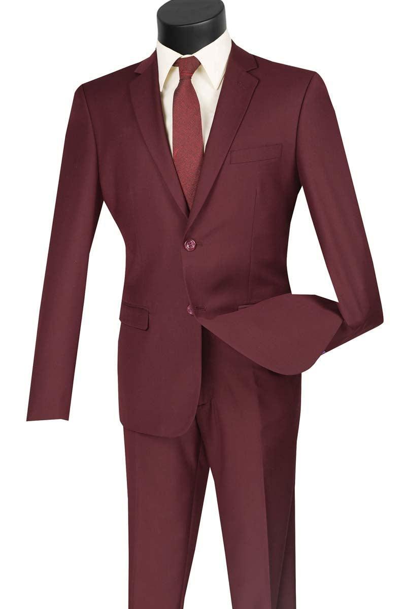 Men's Ultra Slim Fit suit 2 Piece-color Burgundy – Upscale Men's Fashion