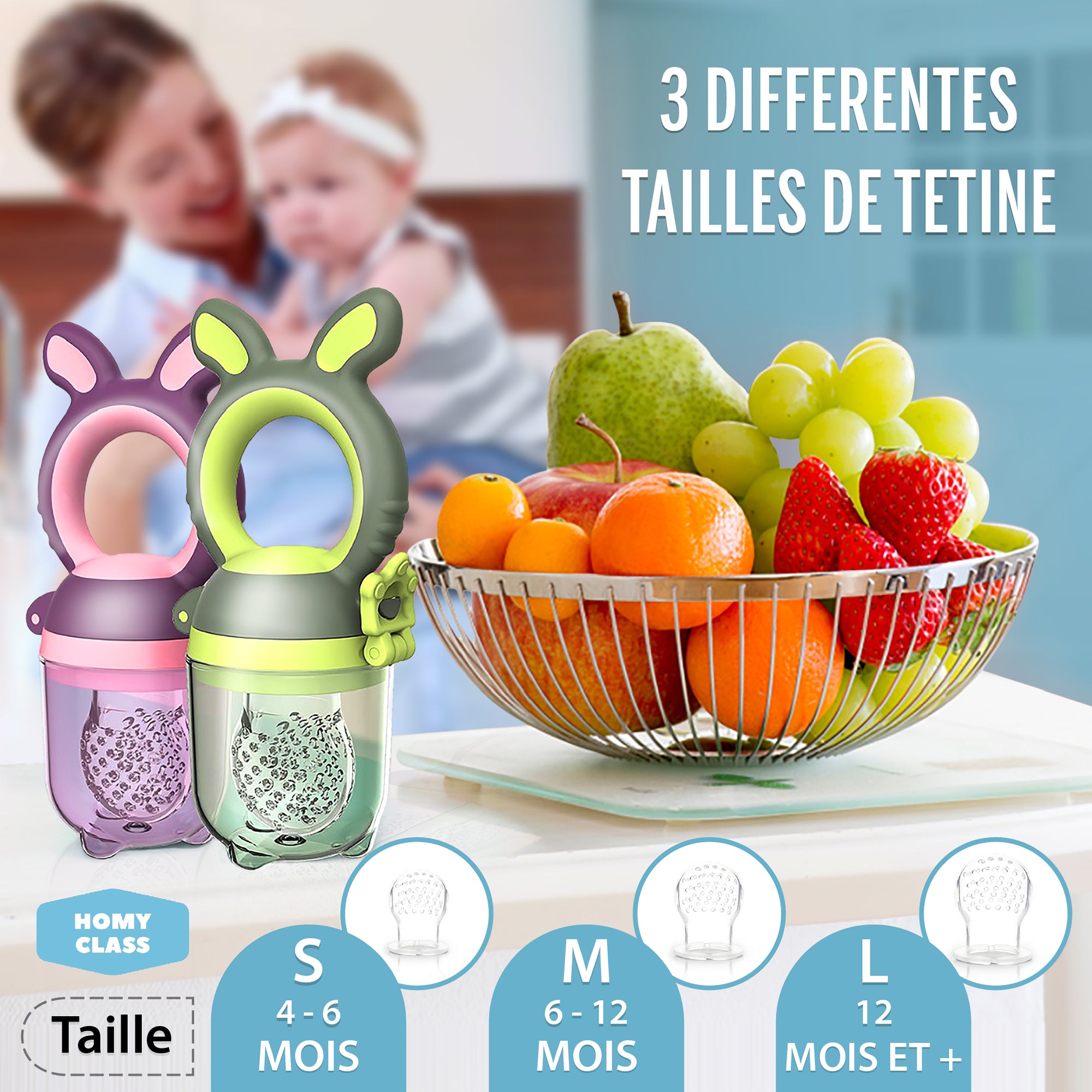 Homy Class Tetine Fruity Pack De 2 Tetines Alimentation Bebe 5 Anneaux De Dentition Refrigerant Homy Class