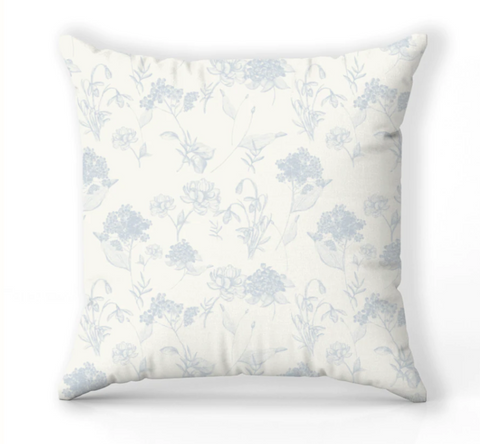 Blue and White floral throw pillow Grandmillennial Style | Grandmillenial Baby | Traditional Nursery | Preppy Nursery
