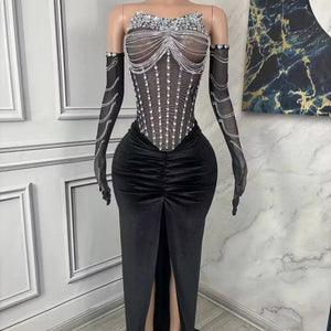 Trend4us Women's Crystal Embellished Corset Gown - Trend4us