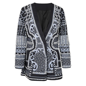 Trend4us Luxury Pearl-Embellished Blazer Jacket - Trend4us