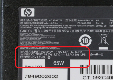 laptop voltage label