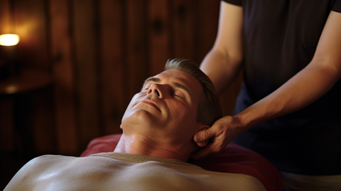 An American man, massaging