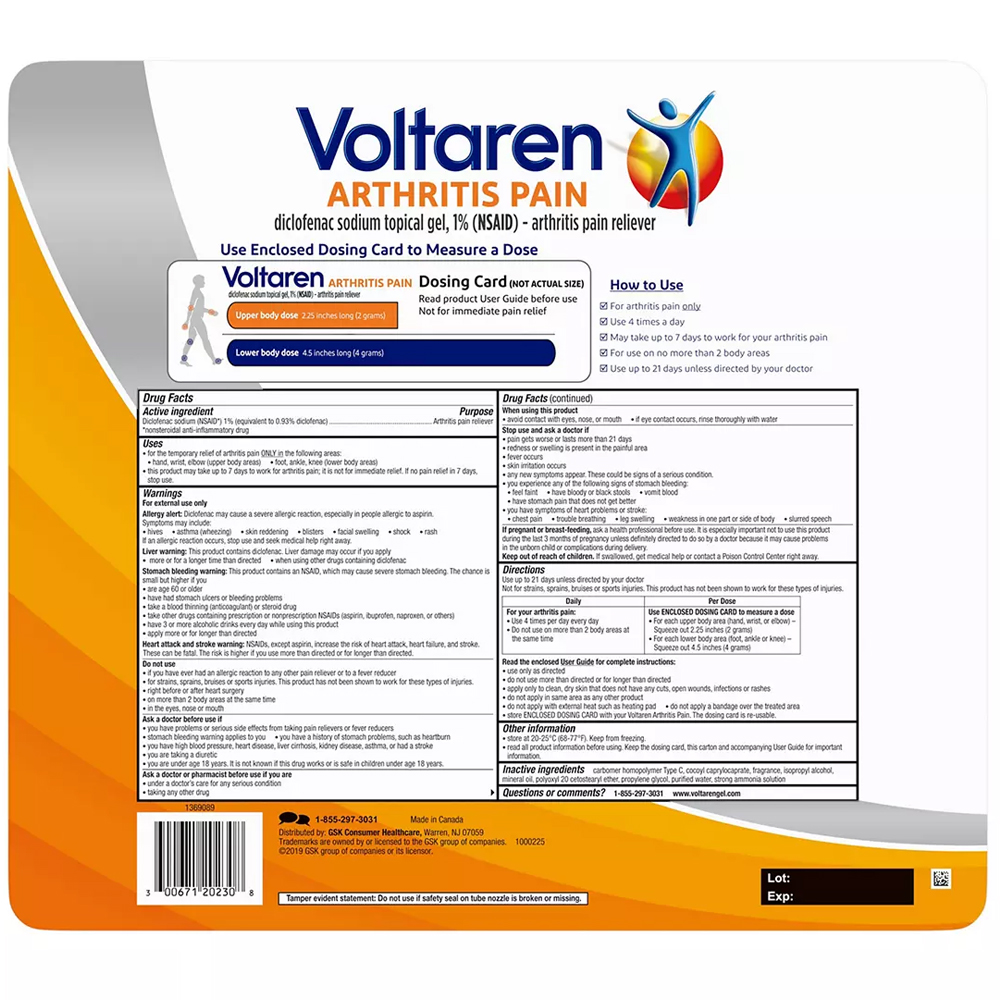 Printable Voltaren Dosing Card