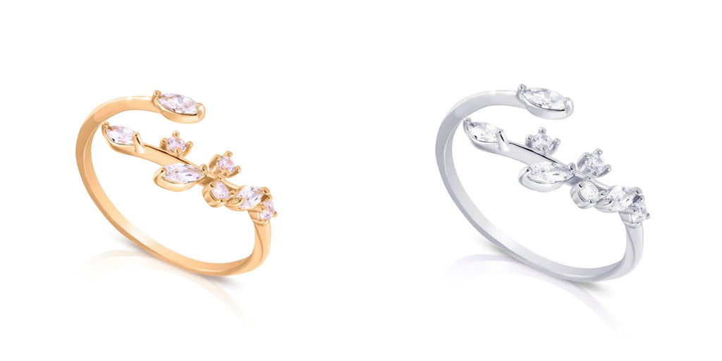 Satinski resizable Leaf ring adjustable ring for women sterling silver 925 stackable