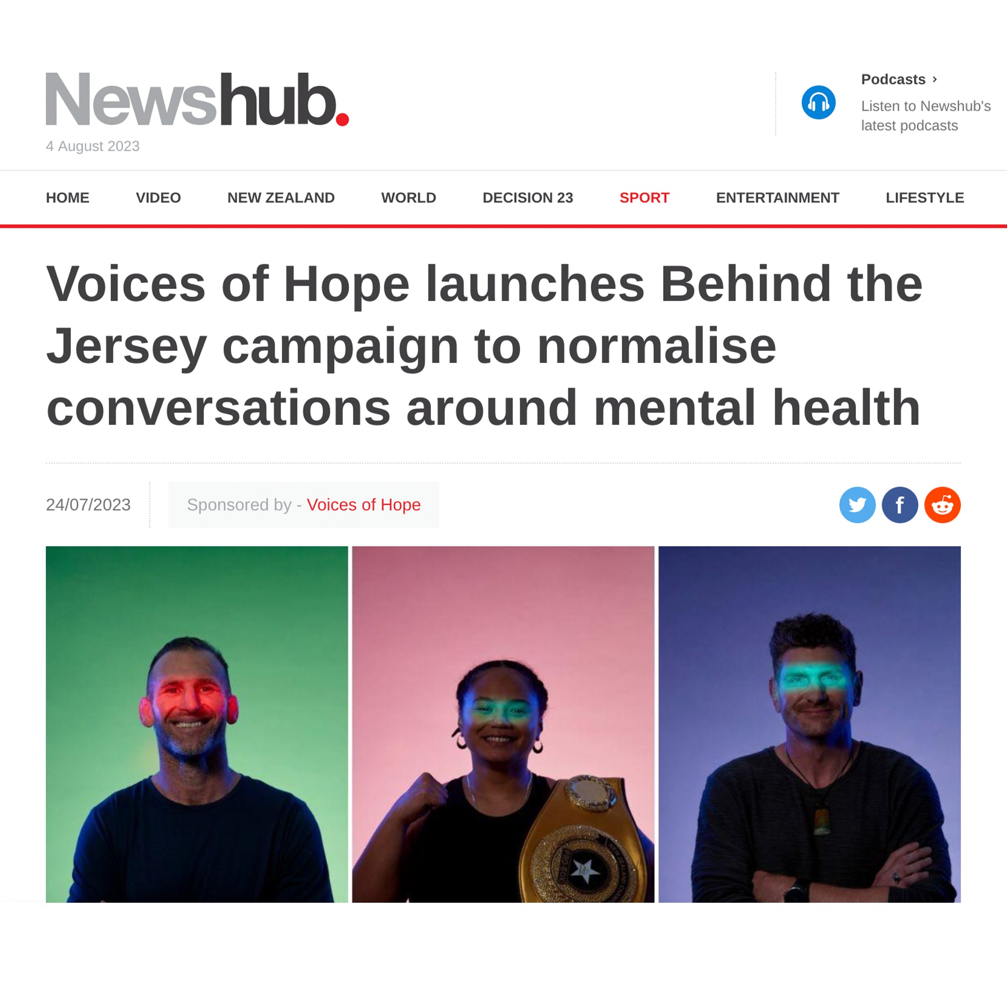 Voices of Hope launches Behind the Jersey campaign to normalise conversations around mental health