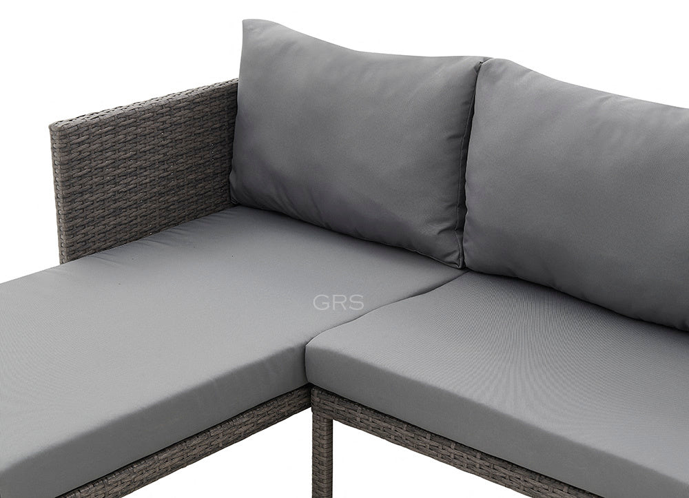L-Shape Outdoor Rattan 3PC Garden Furniture Set, Grey – homedetail.co.uk