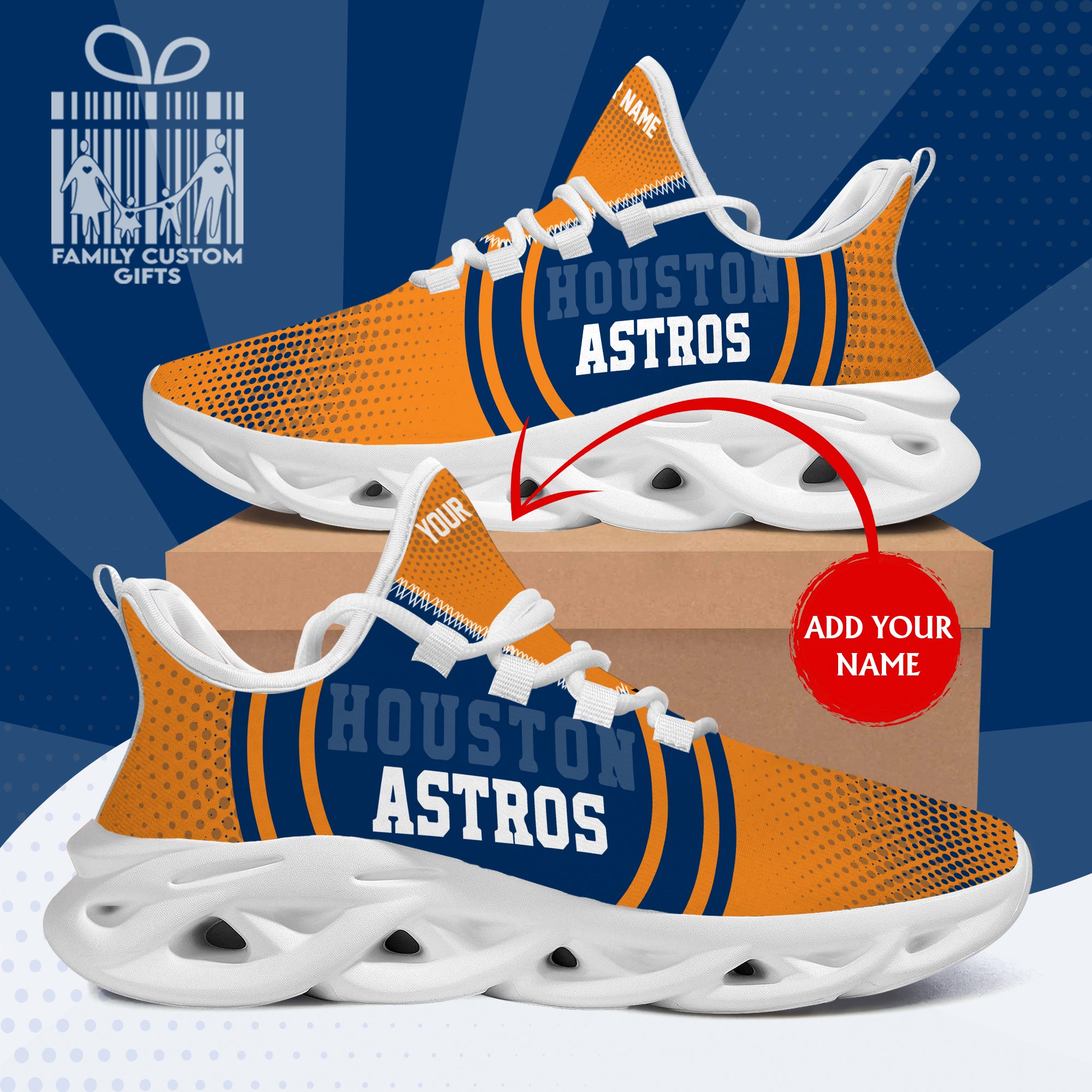 Custom Name Shoes Houston Astros Striped Max Soul Shoes Sport Sneakers -  Banantees