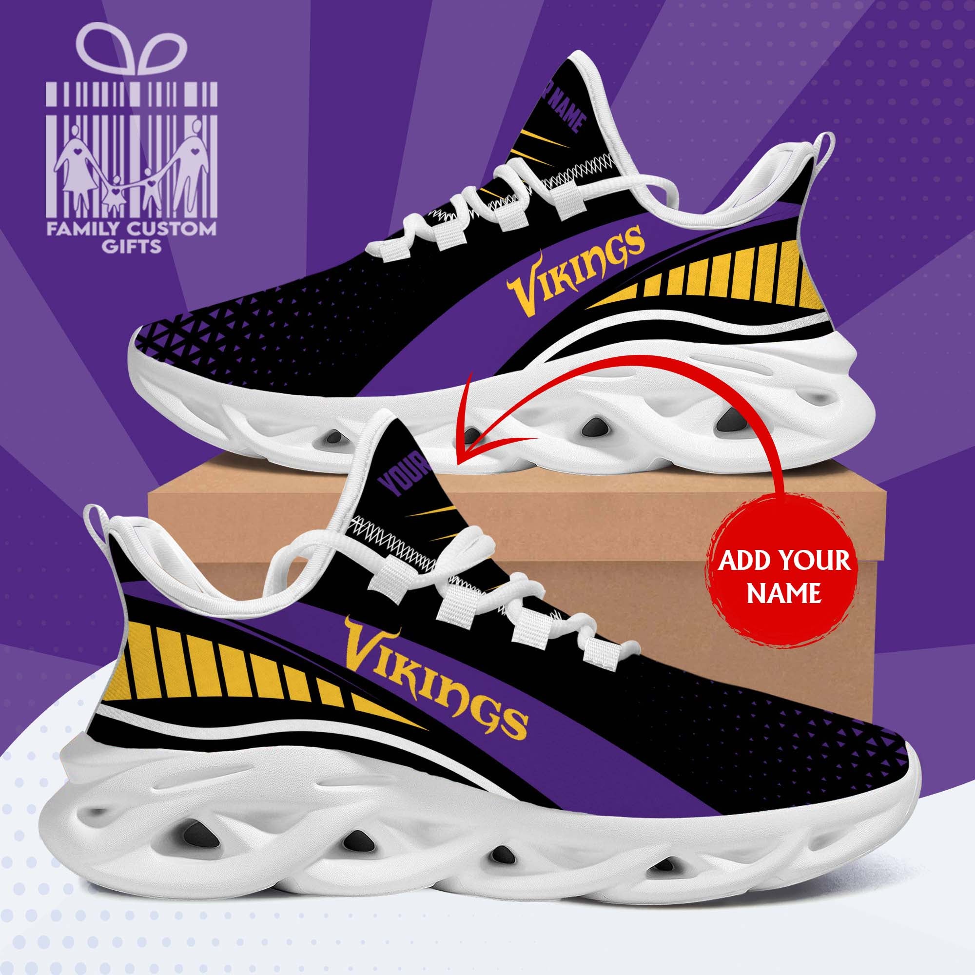 Minnesota Viking Max Soul Sneakers Running Sport Shoes Custom Name -  YesItCustom