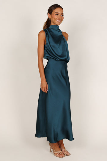 Anabelle Halter Neck Maxi Dress - Teal - Petal & Pup