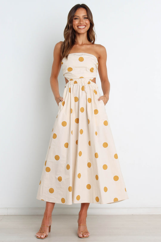 Angelique beige spot dress