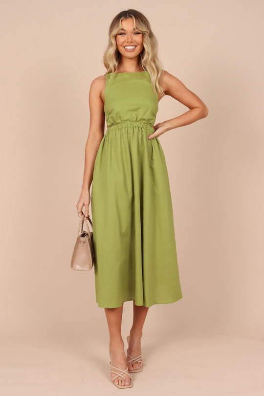 Collective Dress Green - Dress Midi Cutout Aubrey