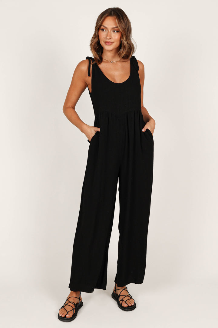 Ayla Linen Jumpsuit - Black - Petal & Pup