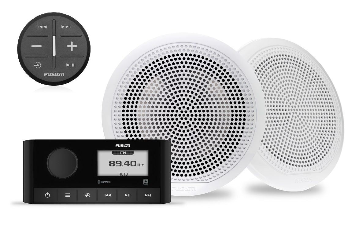 Fusion Ms-ra60kcw Bundle Ms-ra60 Stereo With Arx70b Pair El Classic 6.5"" Speakers