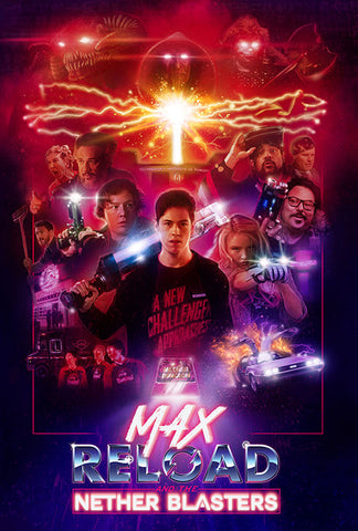 Max Reload movie poster. The main characters holding weapons are surrounded by a variety of different movie elements.