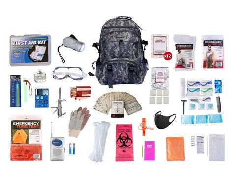 Xpocalypse Survival individual survival kit with components on display