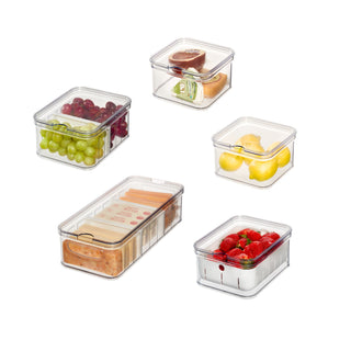 iDesign 7-Piece Recycled Plastic Fridge Organizer Bin Set Clear/White