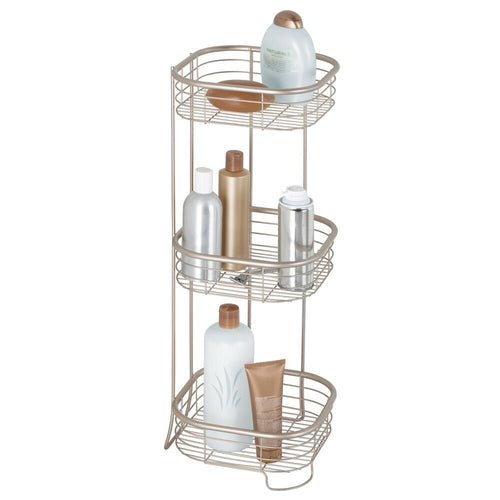 iDesign Everett Metal Standing Shower Caddy 3-Tier Bath Shelf Baskets for