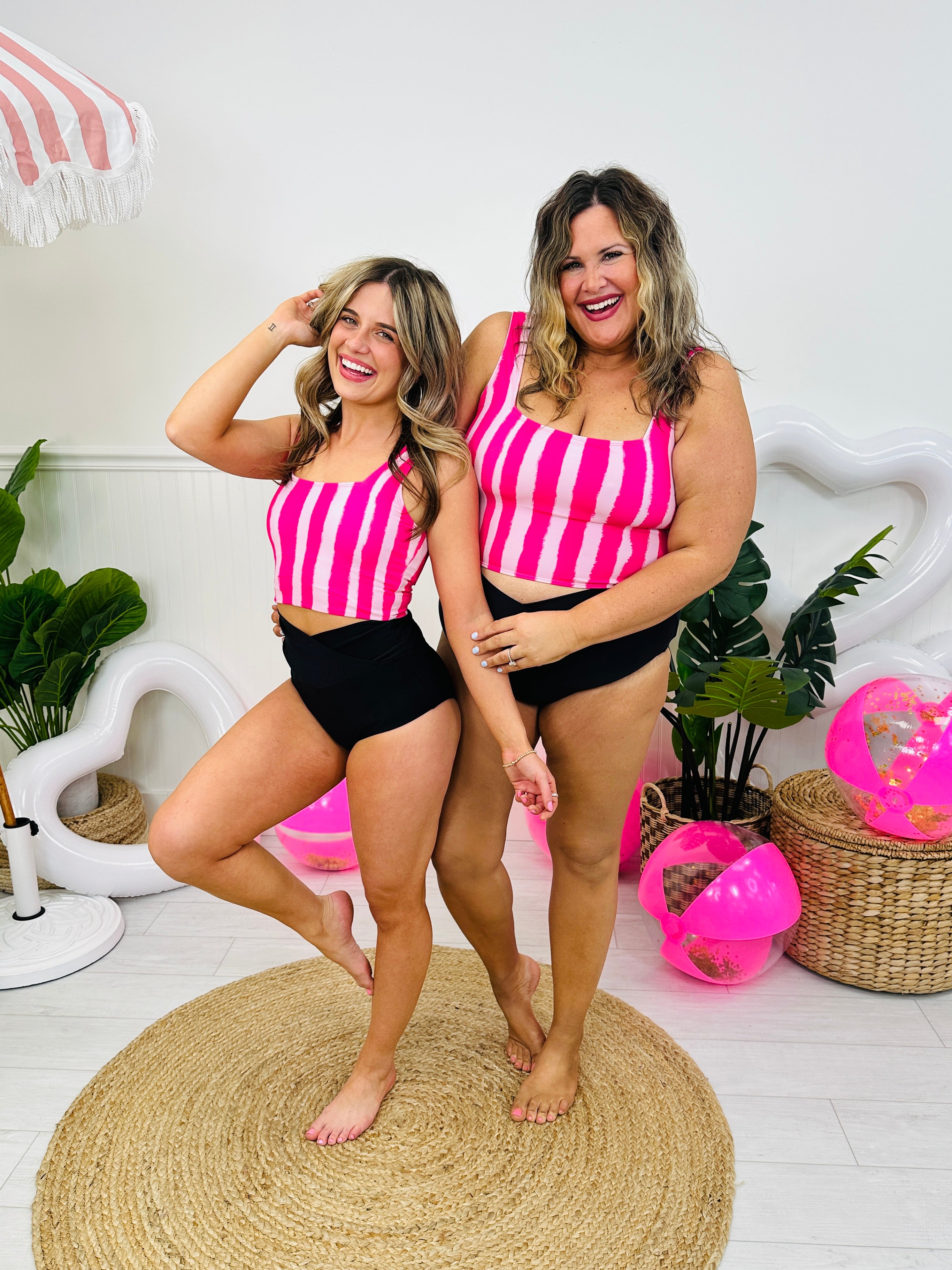 High Rise V-Cut Swim Bottoms in Black