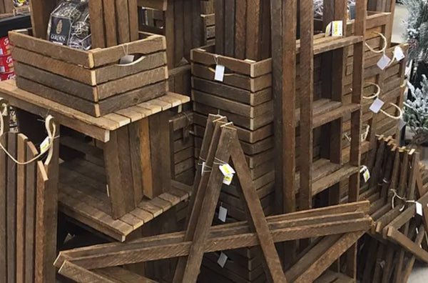 stacks of apple crates