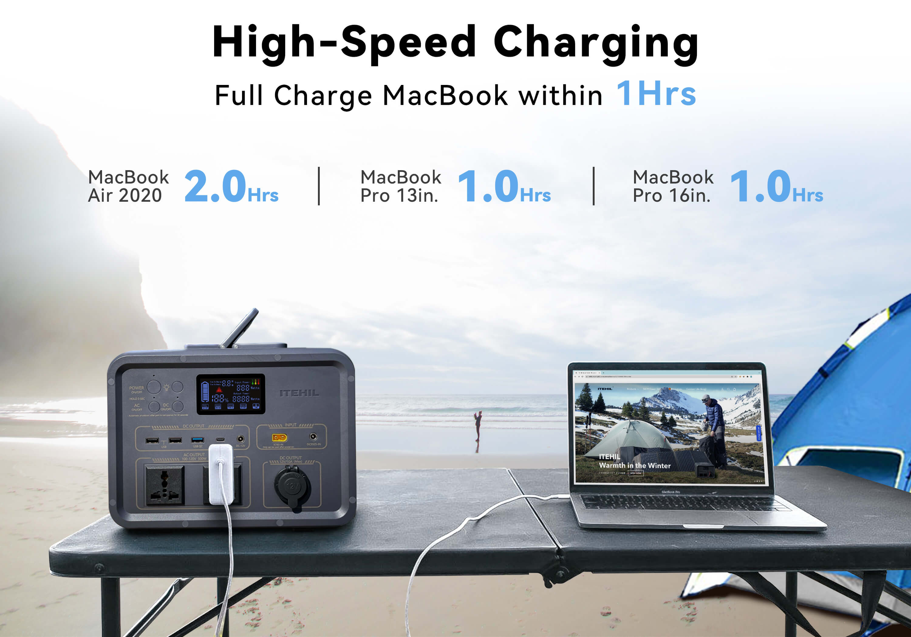 ITEHIL Solar Power Station High-speed Charging Fully Charges Macbook in 1 Hour
