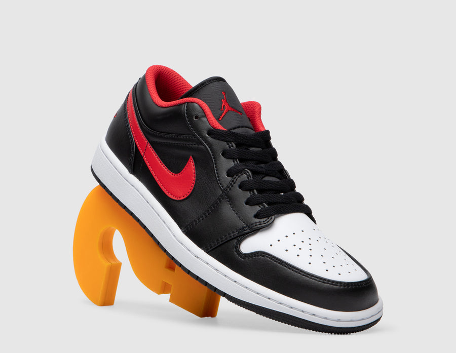 Jordan 1 Low Black / Fire Red - White 