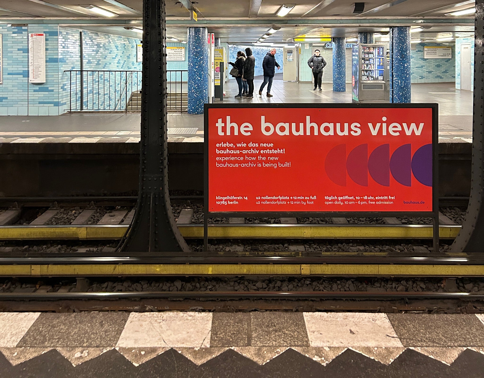 Berlin metro station with Bauhaus exbition advertisement