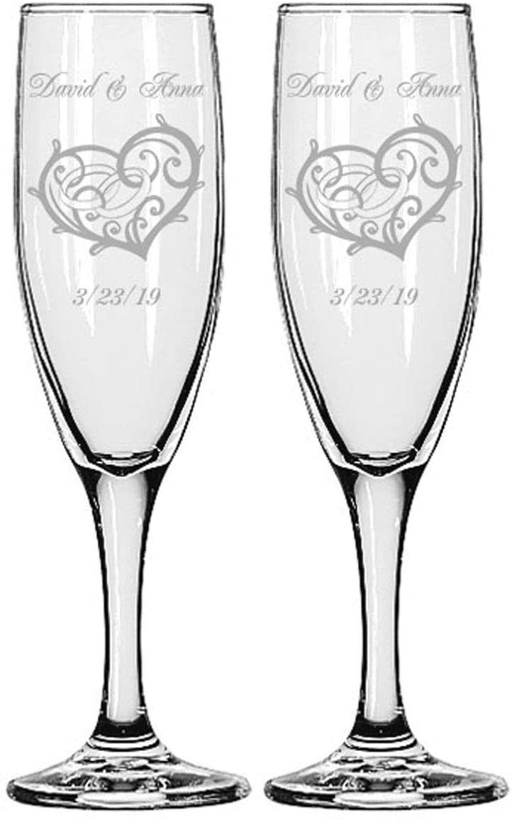 Personalized Champagne Flutes Set of 2 – Stemmed Bride and Groom Champagne  Glasses Engraved – Monogram Gift for Wedding, Bridesmaids