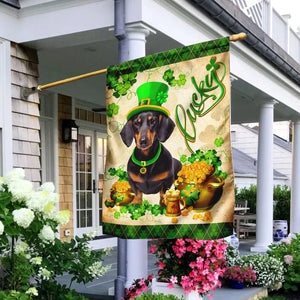 Black Dachshund St Patrick's Day Garden Flag - Best Outdoor Decor Ideas - St Patrick's Day Gifts